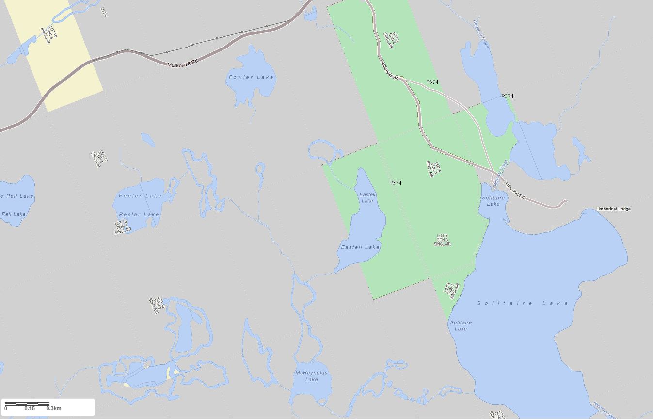 Crown Land Map of Eastell Lake in Municipality of Lake of Bays and the District of Muskoka